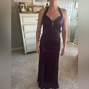 Blondie Nites Deep Purple Halter Gown